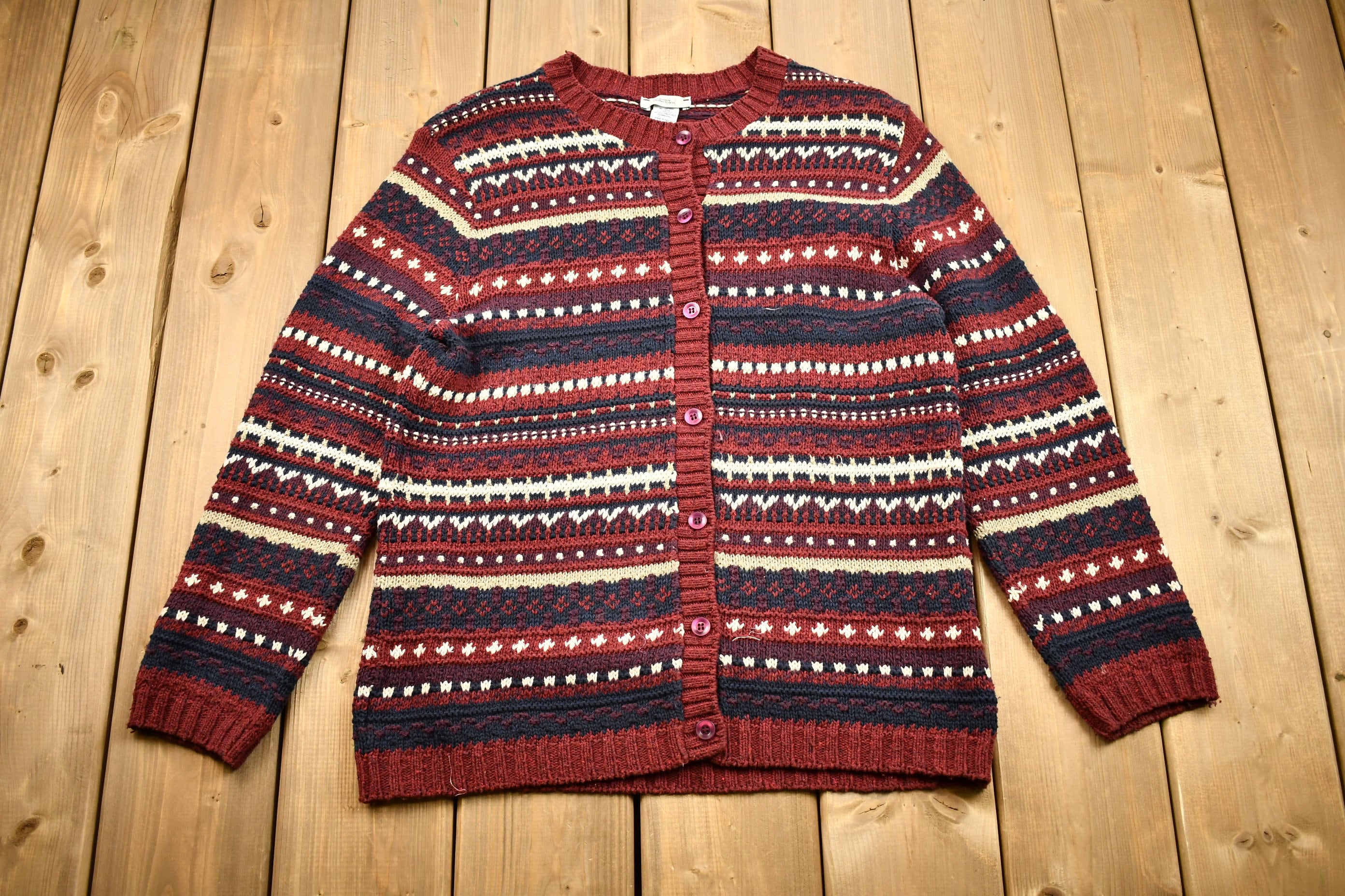 Vintage 1990s Northern Reflections Knit Button Up Sweater