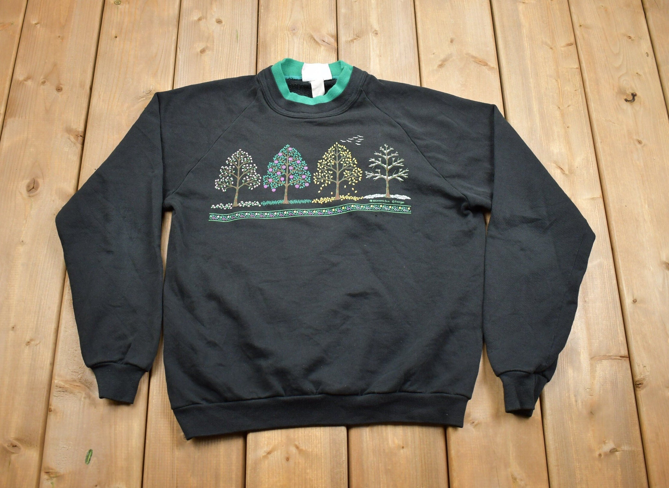 Vintage 1990s Morning Sun Tree Theme Crewneck Sweater
