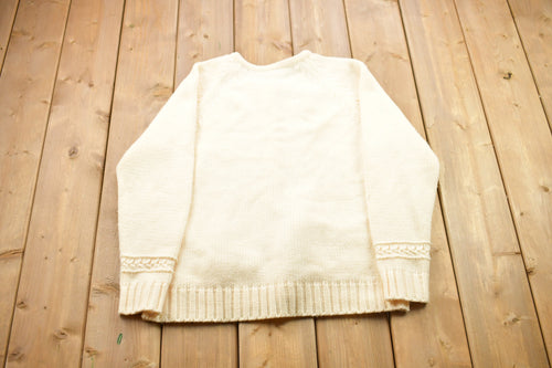 Vintage 1990s Knitted Button Up Sweater / Vintage 90s Cardigan / Basic Knit Button Up / Grandma Sweater / Sweatshirt / Blank Knit