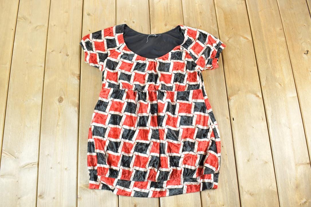 Women Vintage Vigoss Y2K Checker Pattern T-Shirt