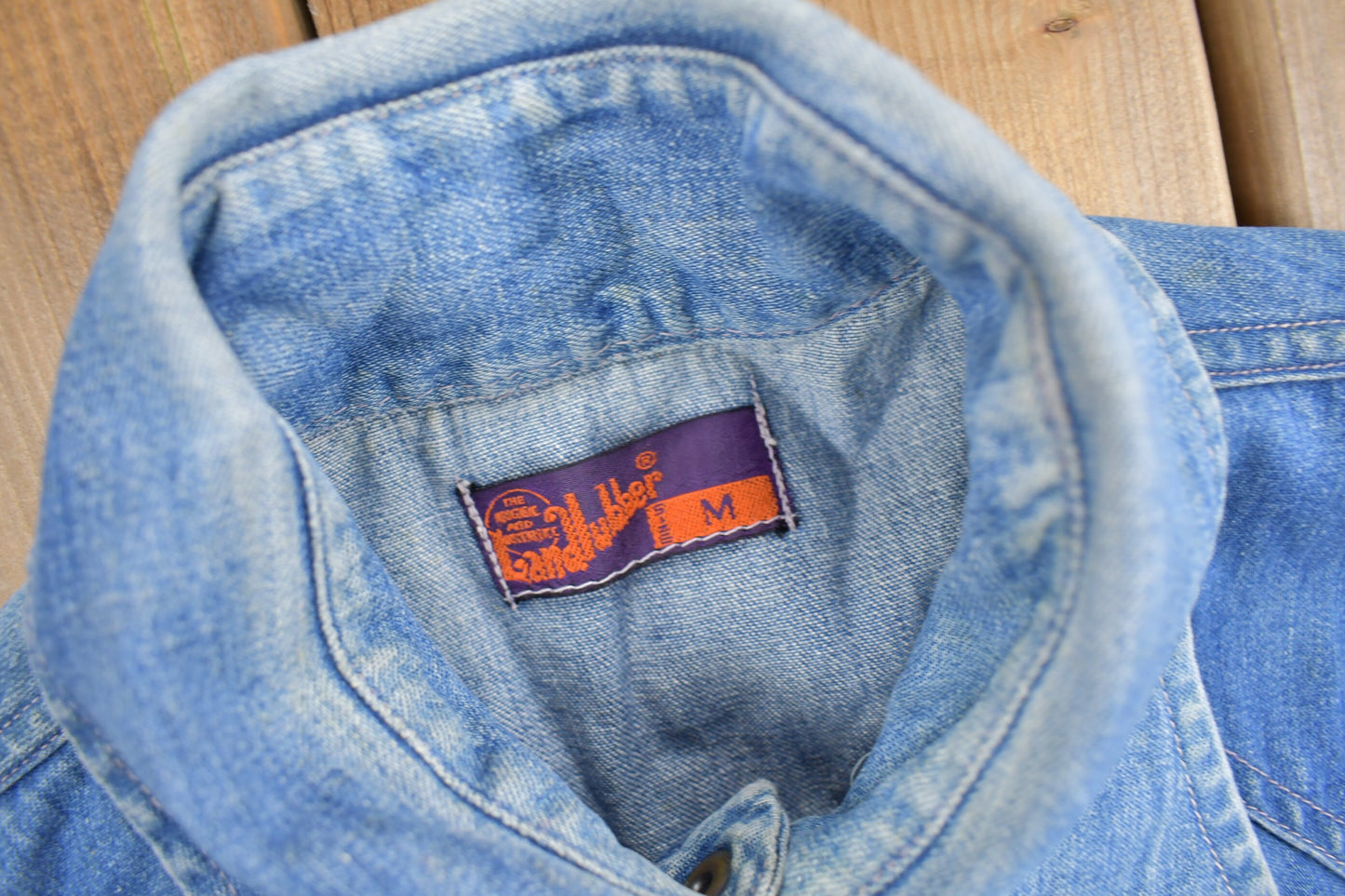 Vintage 1970s Land Hubber Denim Button Up Shirt / 1970s Button Up / Vintage Flannel / True Vintage / Snap Button