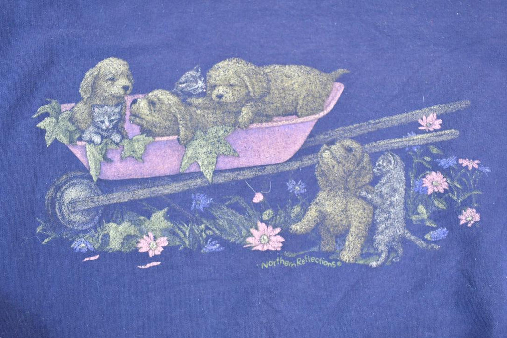 Vintage 1990s Northern Reflections Cute Puppy Outdoorsman Crewneck Sweatshirt