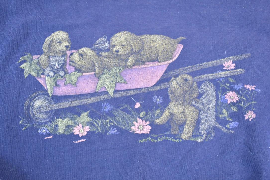 Vintage 1990s Northern Reflections Cute Puppy Outdoorsman Crewneck Sweatshirt