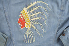 Vintage 1960s Denim Native American Themed Jacket /