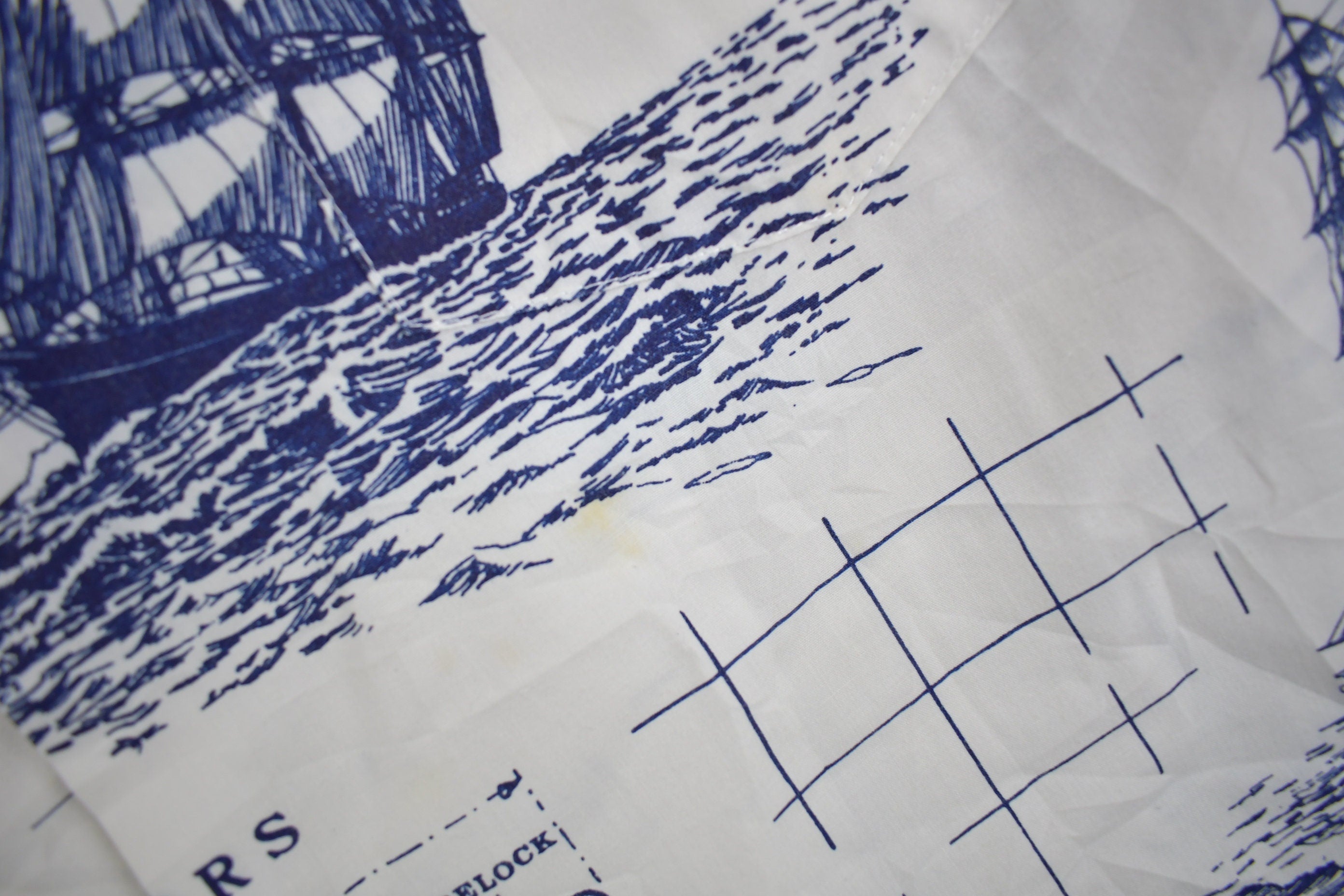 Vintage 1980s Kai Mani Hawaiian Sailing Map Theme Button Up Shirt