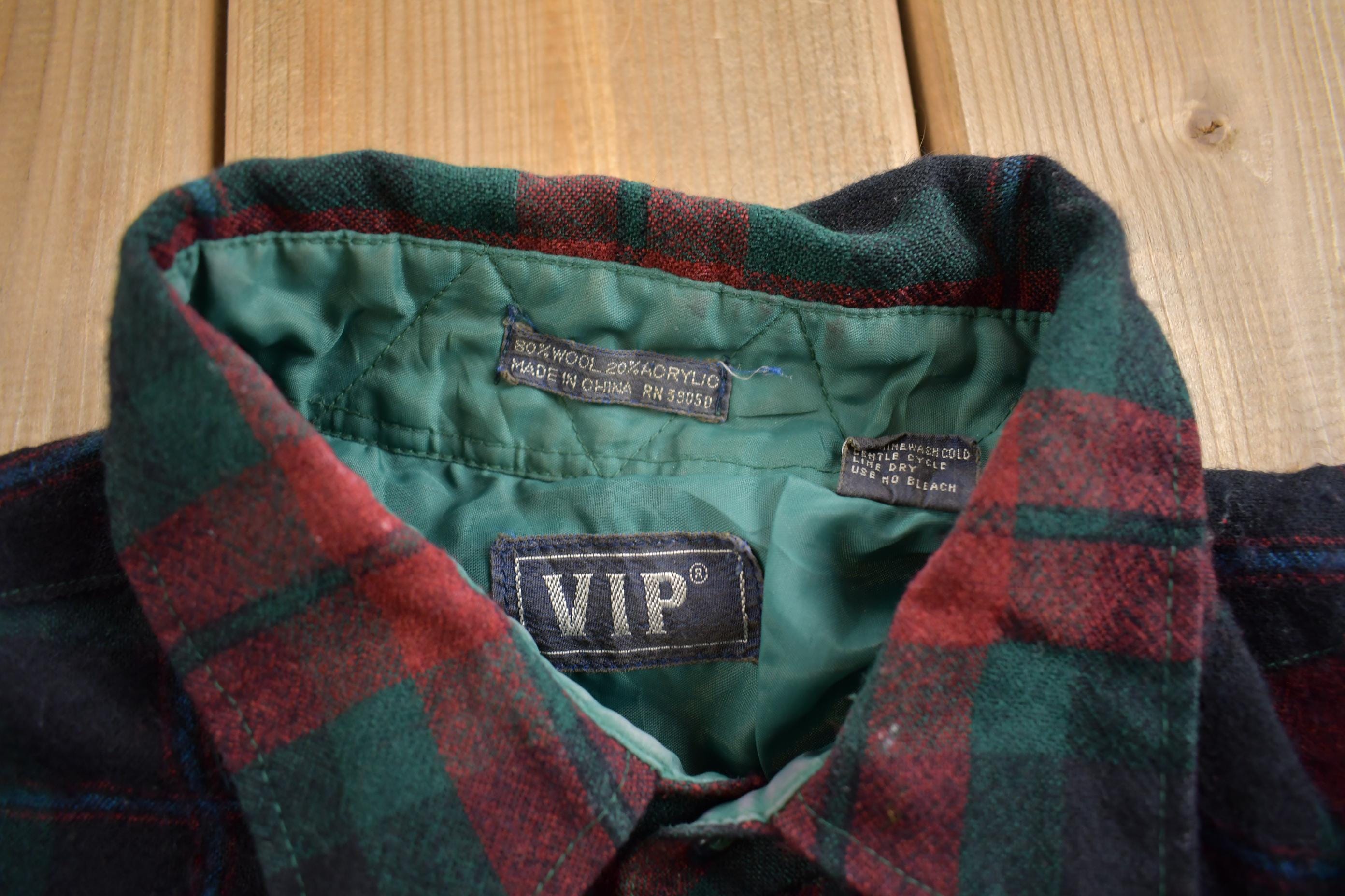 Vintage 1990s Plaid VIP Silk Lined Button Up Flannel Shirt
