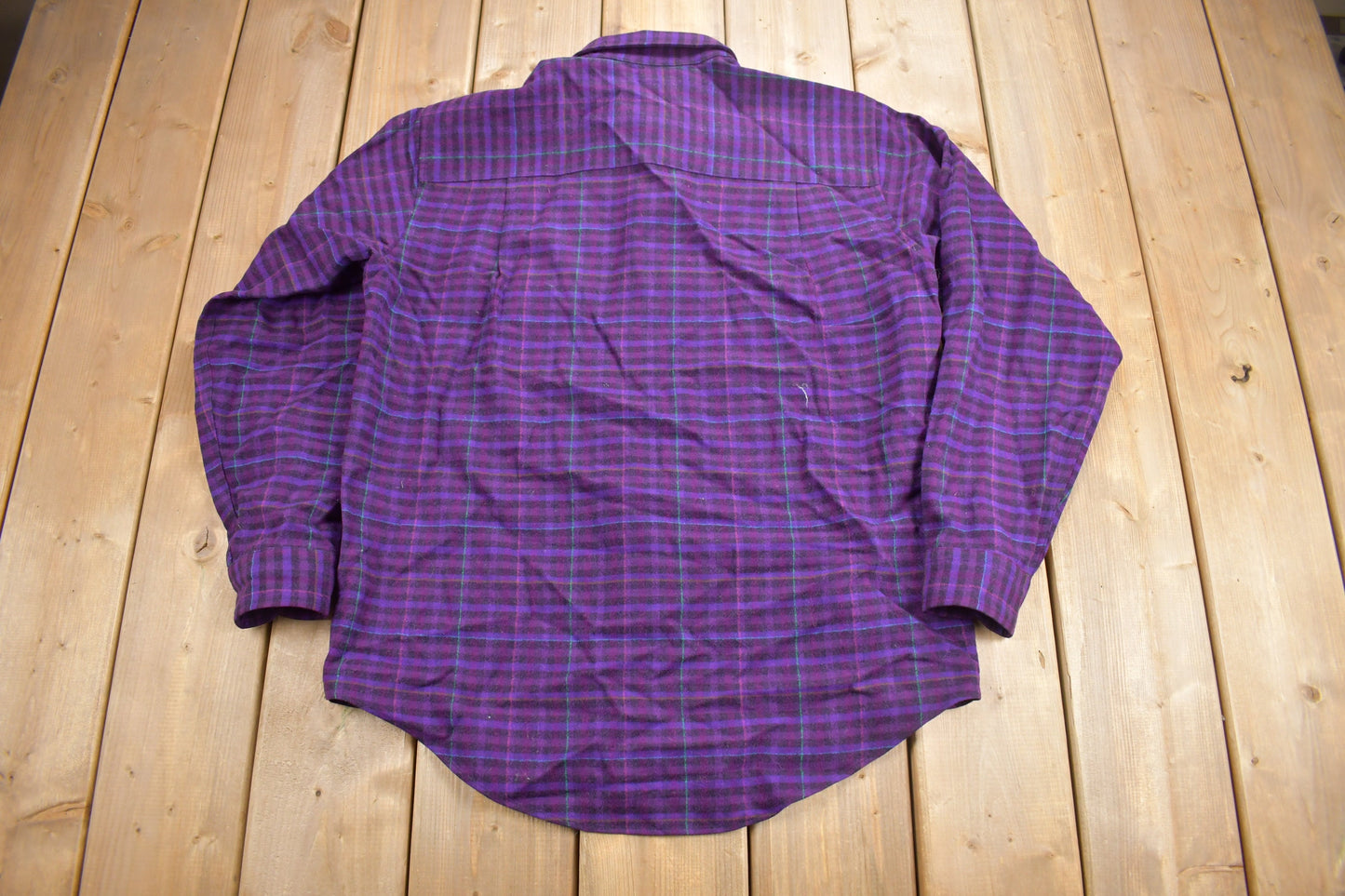 Vintage 1980s Pendleton Plaid Button Up Dress Shirt /Purple Plaid Dress Shirt / Made In USA / Pendleton Shirt / Pendleton Woolen Mills