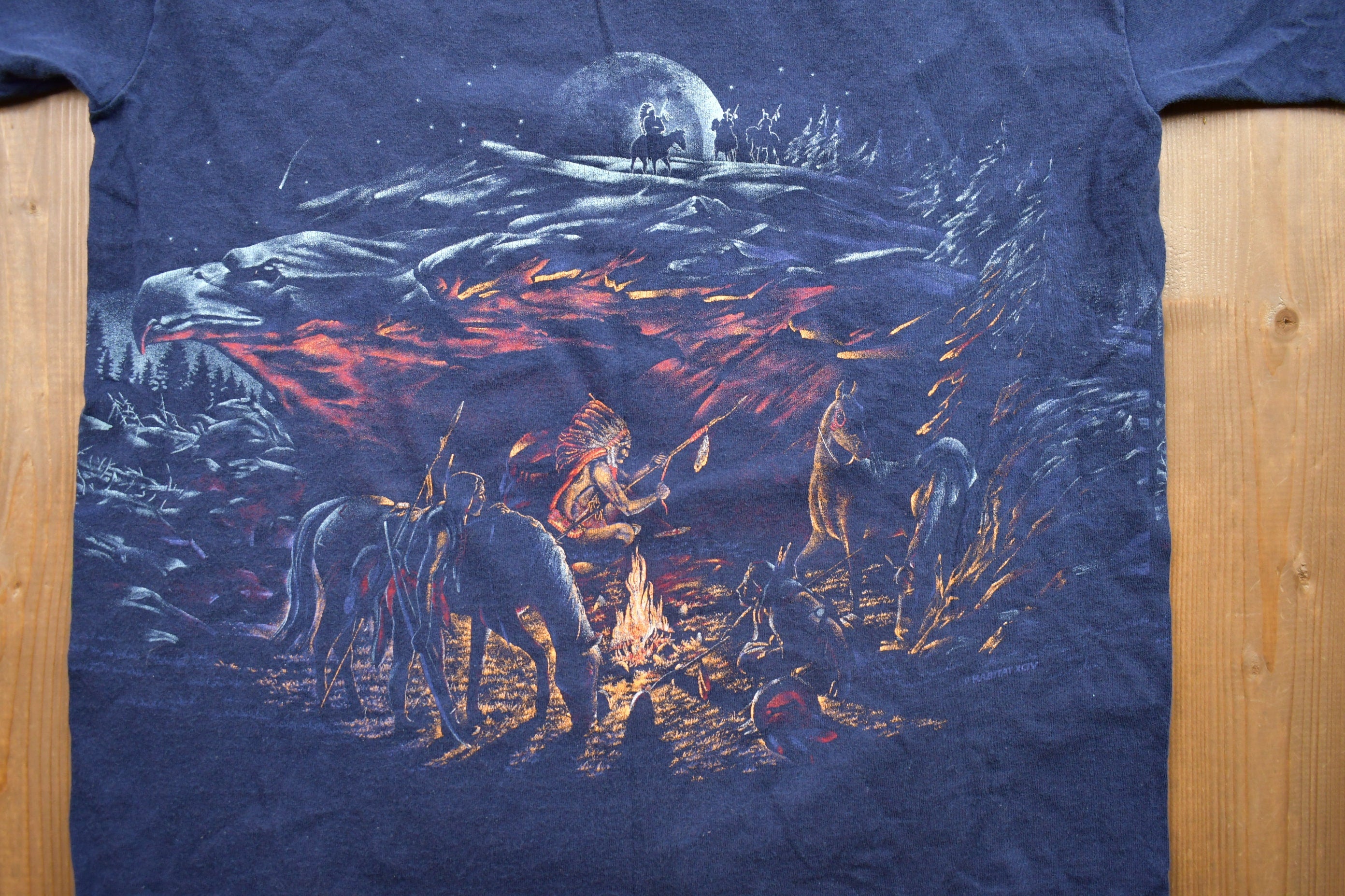 Vintage 1990s Yellowknife Indigenous Camp Fire Souvenir T Shirt