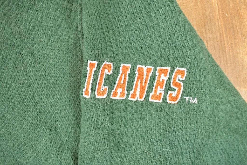 Vintage 1990s Miami Hurricanes Embroidered University Hoodie Sweater Mens L