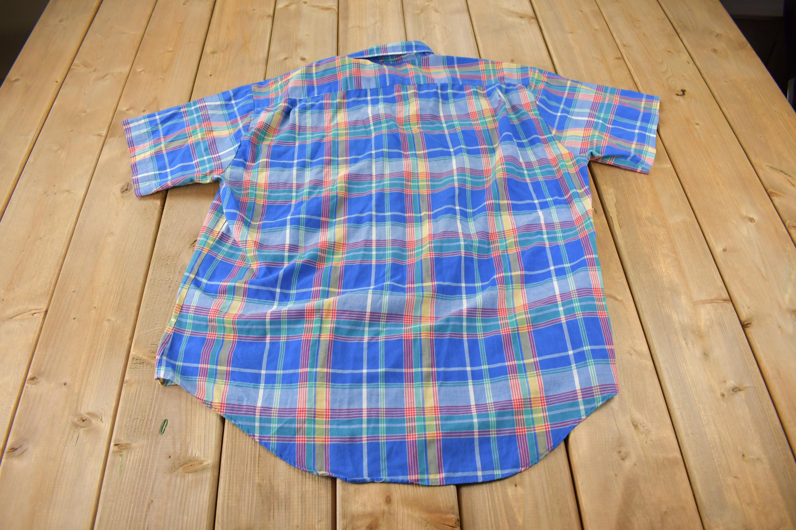 Vintage 1990s Key Elements Plaid Short Sleeve Button Up Flannel Shirt