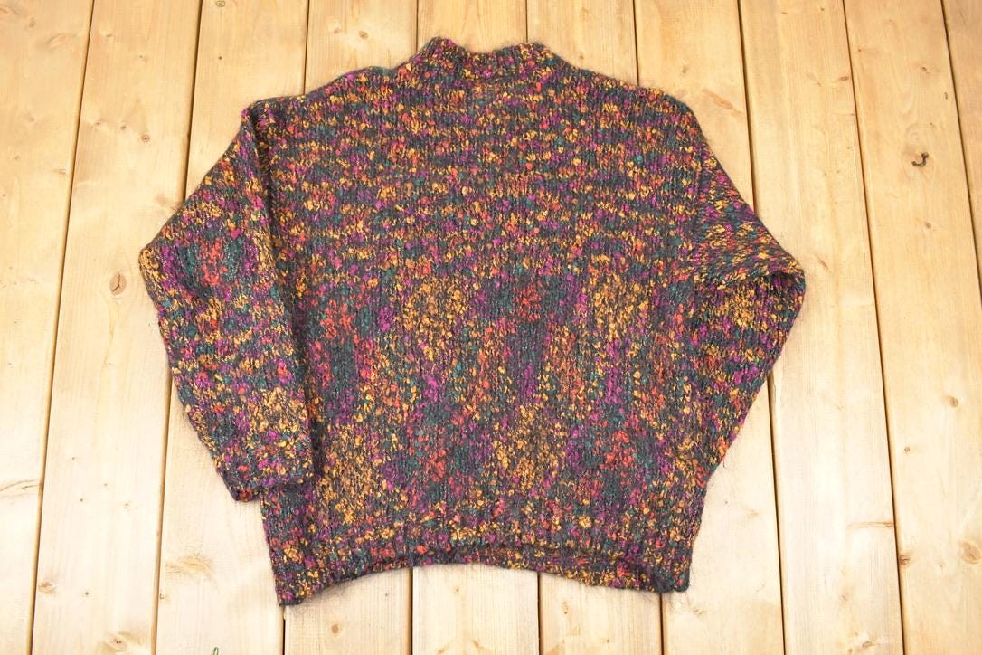 Vintage 1990s Pasta Abstract Knit Crewneck Sweater Women's L