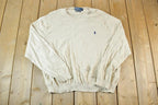 Vintage 1990s Polo By Ralph Lauren 100% Pima Cotton Knit Tan Crewneck Sweater