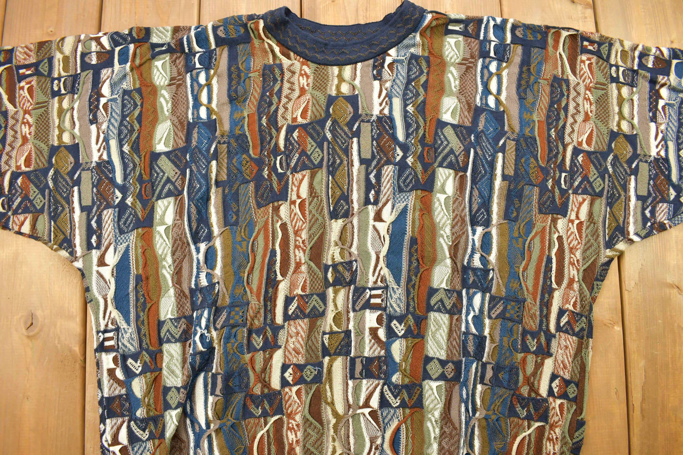Vintage 1990s Coogi Australia 3D Colored Cable Knit Crewneck Sweater