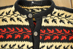 Vintage 1970s Leaves All Over Print Knit Cardigan Sweater Women's Large
