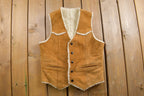 Vintage 1980s Muntgumery Ward Sherpa Lined Western Denim Button Up Vest