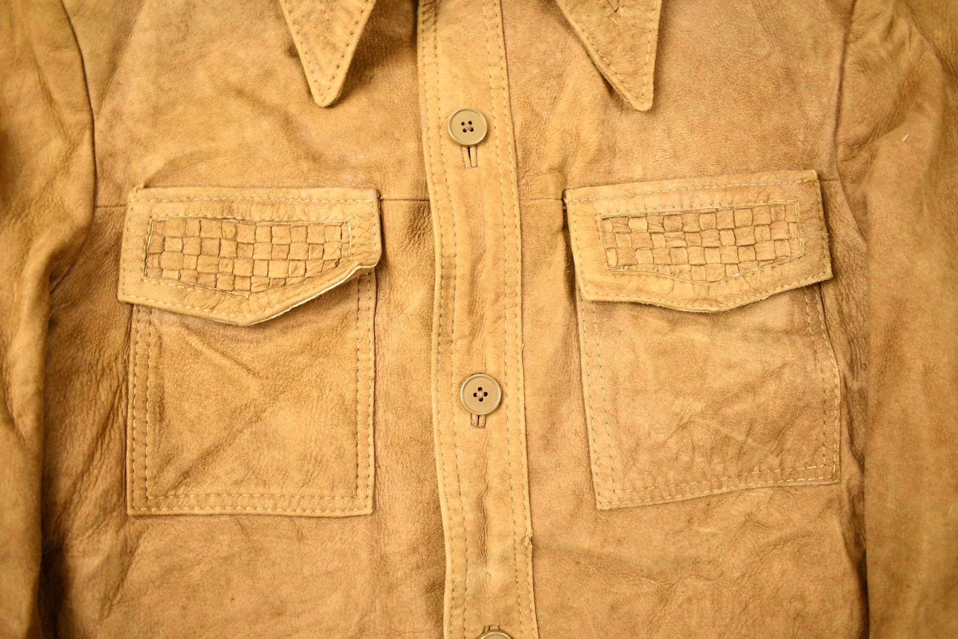Vintage 1970s Woven Suede Fantastic International Jacket