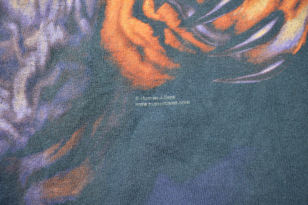 Vintage 1990s Tiger Jumping Double Sided Graphic T Shirt