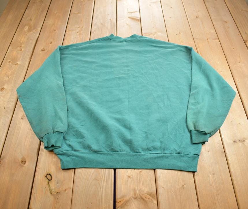 Vintage 1990s Blank Teal Crewneck Sweatshirt Made In USA