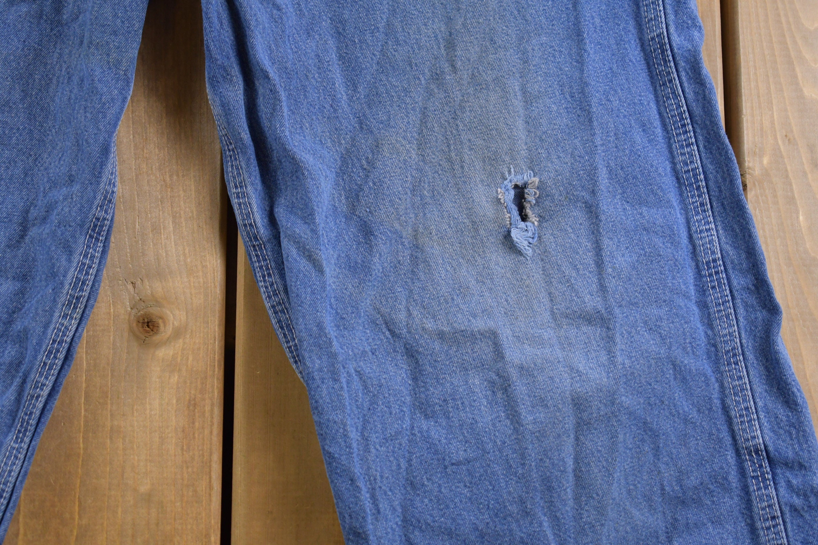 Vintage 1990s Carhartt Distressed Denim Jean Overalls Size 40 x 31