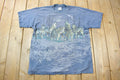 Vintage 1990s Grey Wolf Theme All Over Print Graphic T-Shirt