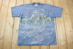 Vintage 1990s Grey Wolf Theme All Over Print Graphic T-Shirt