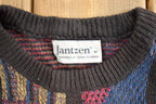 Vintage 1990s Jantzen Abstract Design Knit Crewneck Sweater  90s Crewneck  Made In USA  Preppy