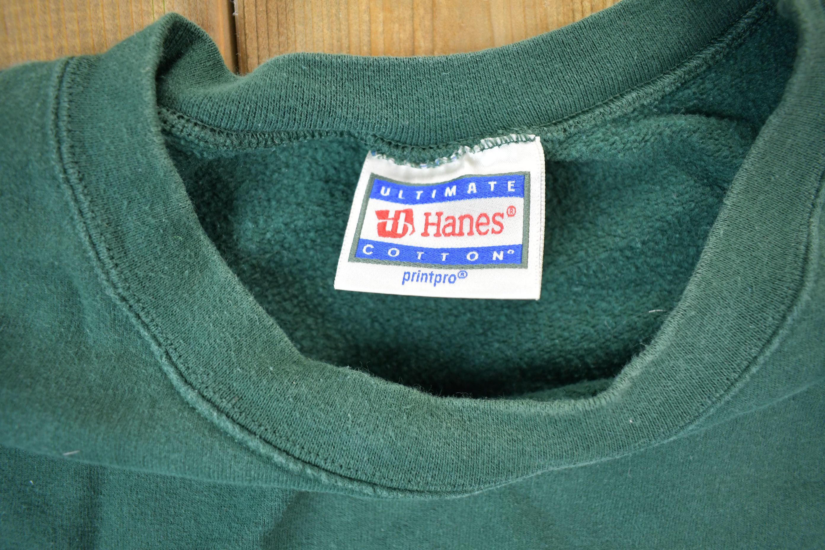Vintage 1990s Blank Green Hanes Crewneck Sweatshirt