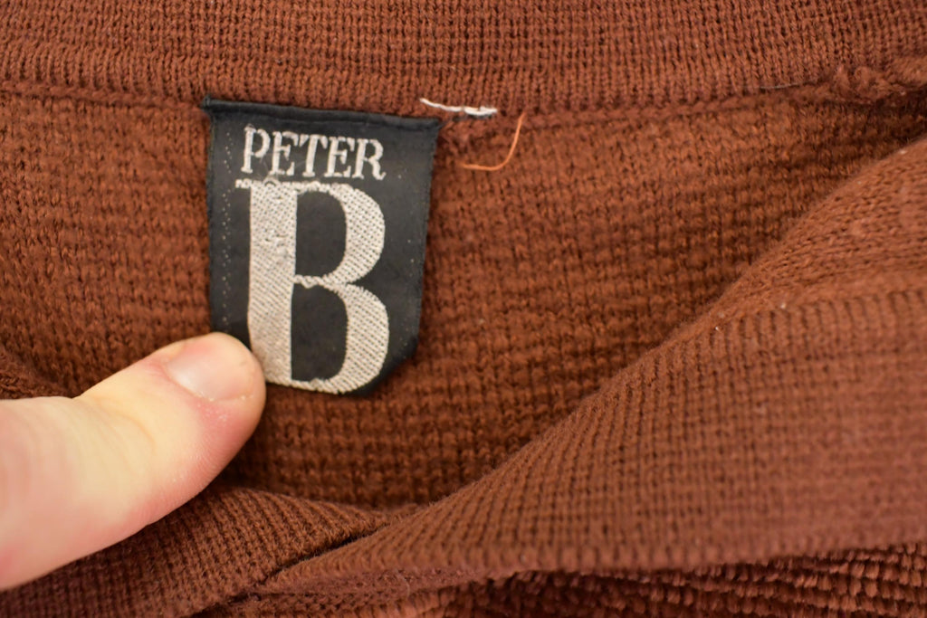 Vintage 1980s Peter B Quarter Button Knit Sweater Mens M