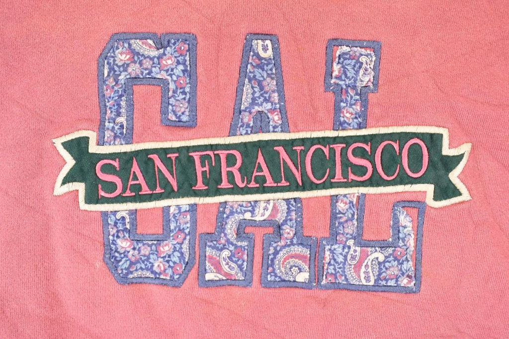 Vintage 1990s San Francisco Gal Paisley Embroidered Letters Crewneck Sweatshirt Mens L