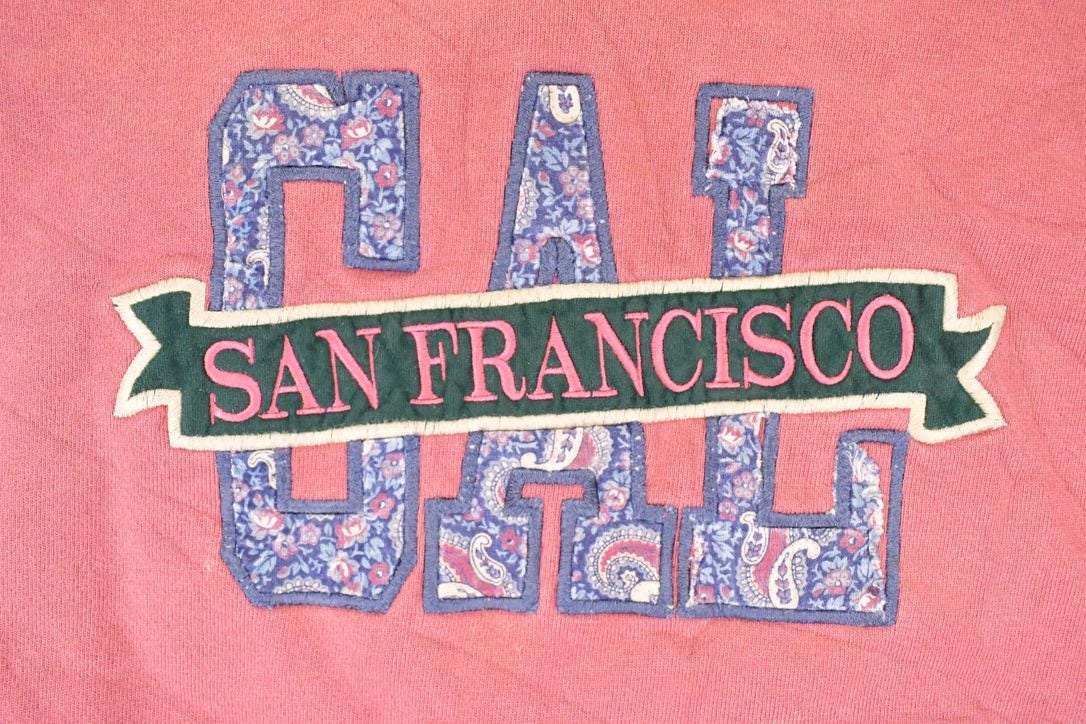 Vintage 1990s San Francisco Gal Paisley Embroidered Letters Crewneck Sweatshirt Mens L