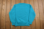 Vintage 1990s Town Craft Knitted Crewneck Sweater  90s  Blue  Sweatshirt