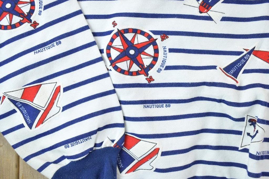 Vintage 1990s Sailing Striped AOP Crewneck Sweatshirt