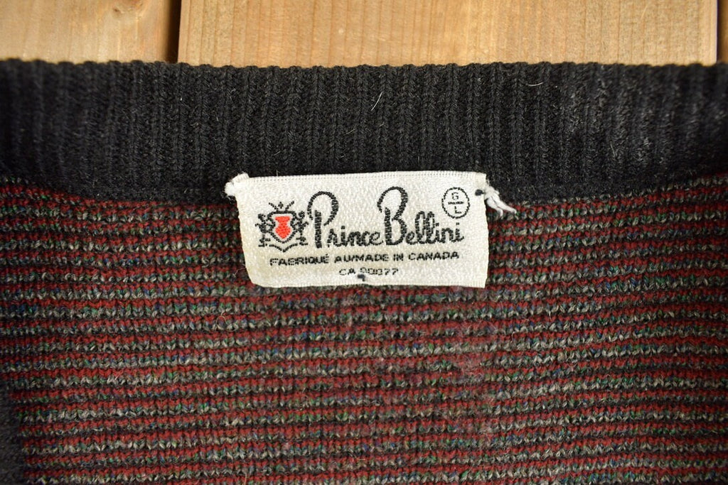 Vintage 1980s Prince Bellini Knitted Plaid Cardigan Sweater