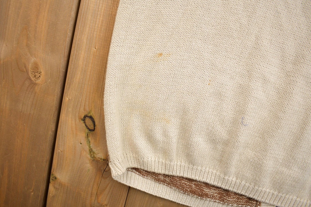 Vintage 1990s Chrysan theme Fall Theme Knitted Cardigan Sweater