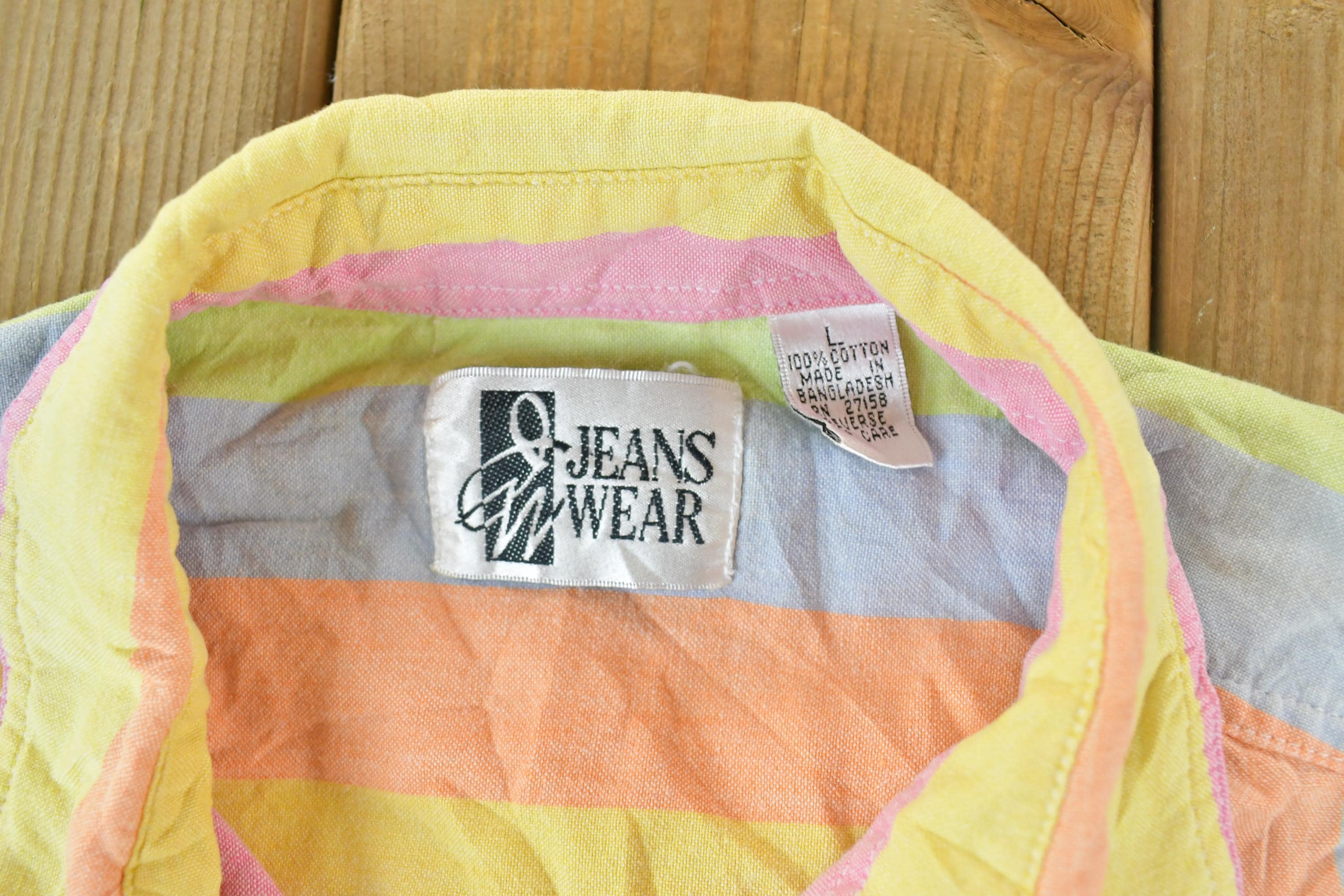 Vintage 1990s Jeans Wear Button Up Shirt  Vintage Dress Shirt  Plaid Button Up  Cowboy Shirt  Preppy Button Up