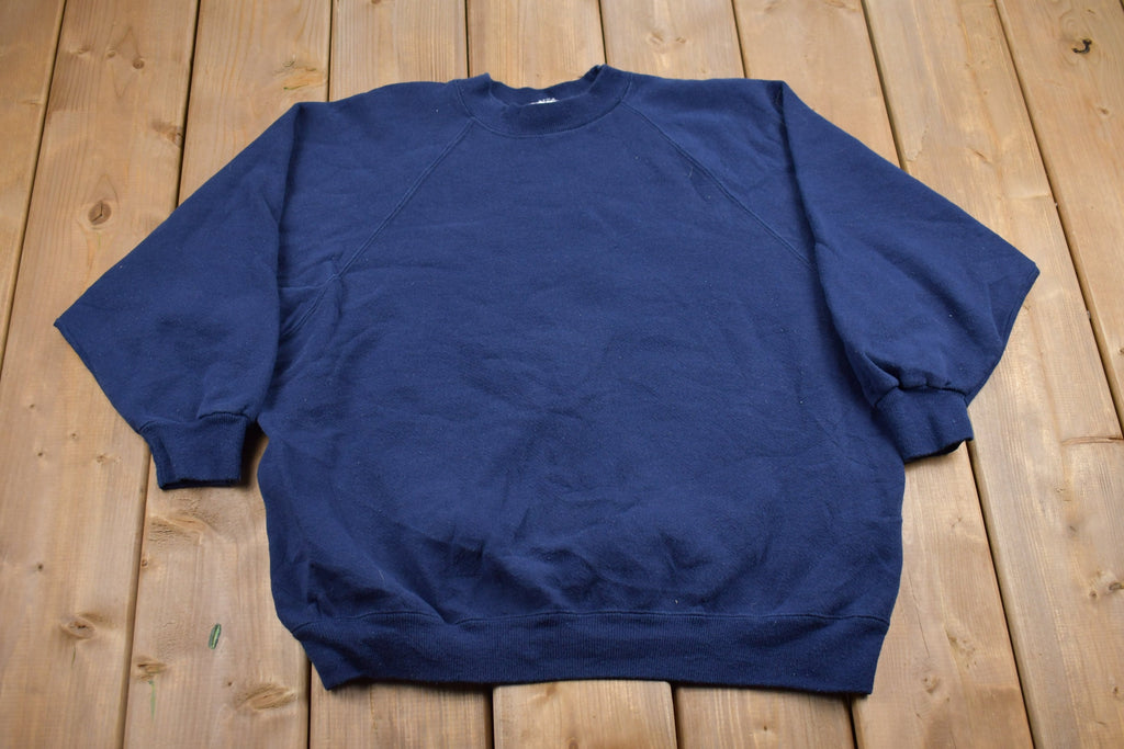Vintage 1990s Navy Blue Blank Crewneck Sweatshirt / 90s Crewneck / Navy Blue Sweatshirt / Essential / Streetwear / 90s Blank