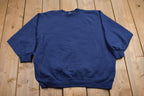 Vintage 1990s Navy Blue Blank Crewneck Sweatshirt / 90s Crewneck / Navy Blue Sweatshirt / Essential / Streetwear / 90s Blank
