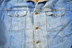 Vintage 1990s Distressed Faded Wrangler Synthetic Fur Lined Jean Jacket