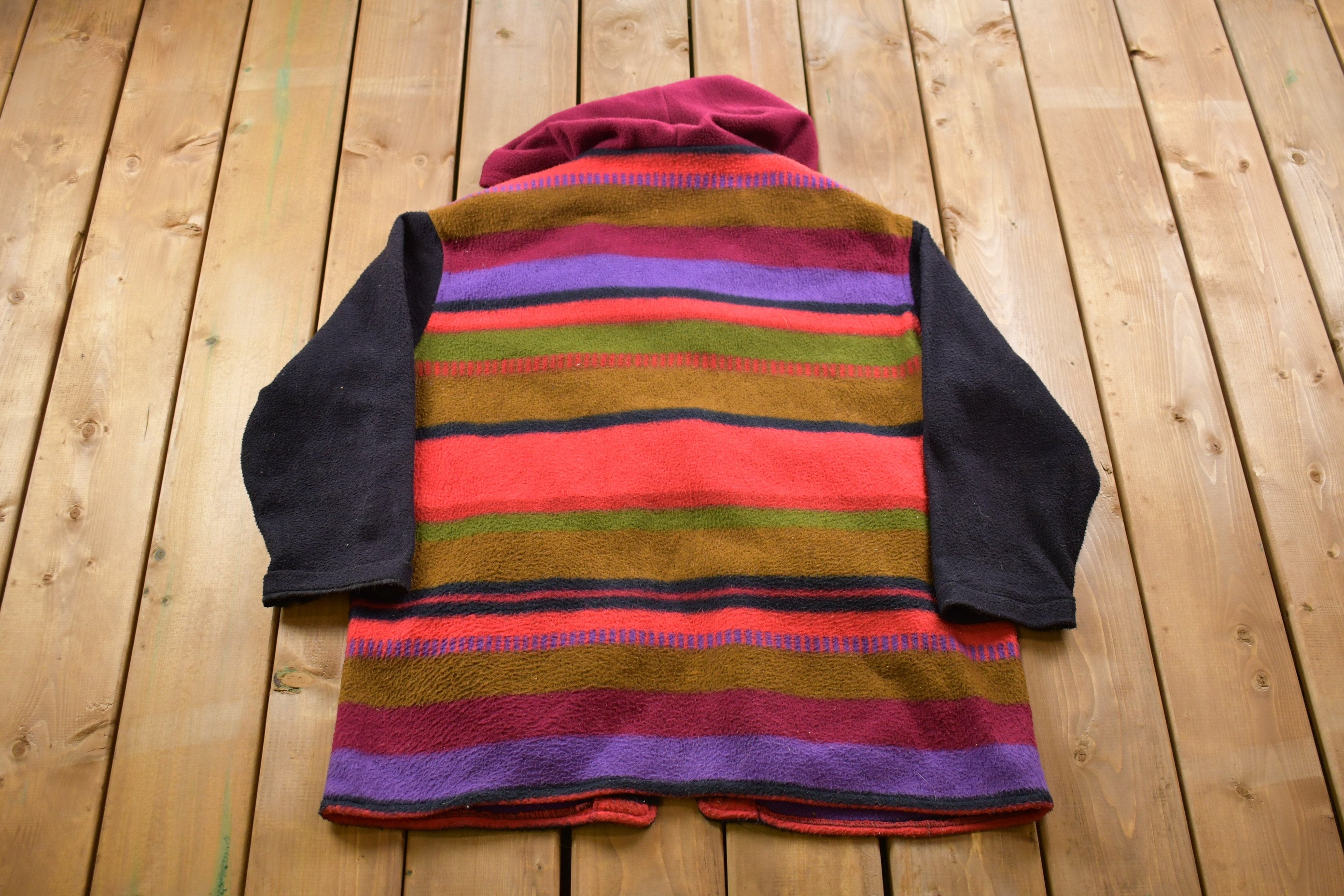 Vintage 1990s Climate Zone Striped Full Zip Fleece Sweater