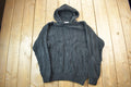 Vintage 1990s Black Cable Knit Hoodie Sweater / Vintage 90s Crewneck / Streetwear