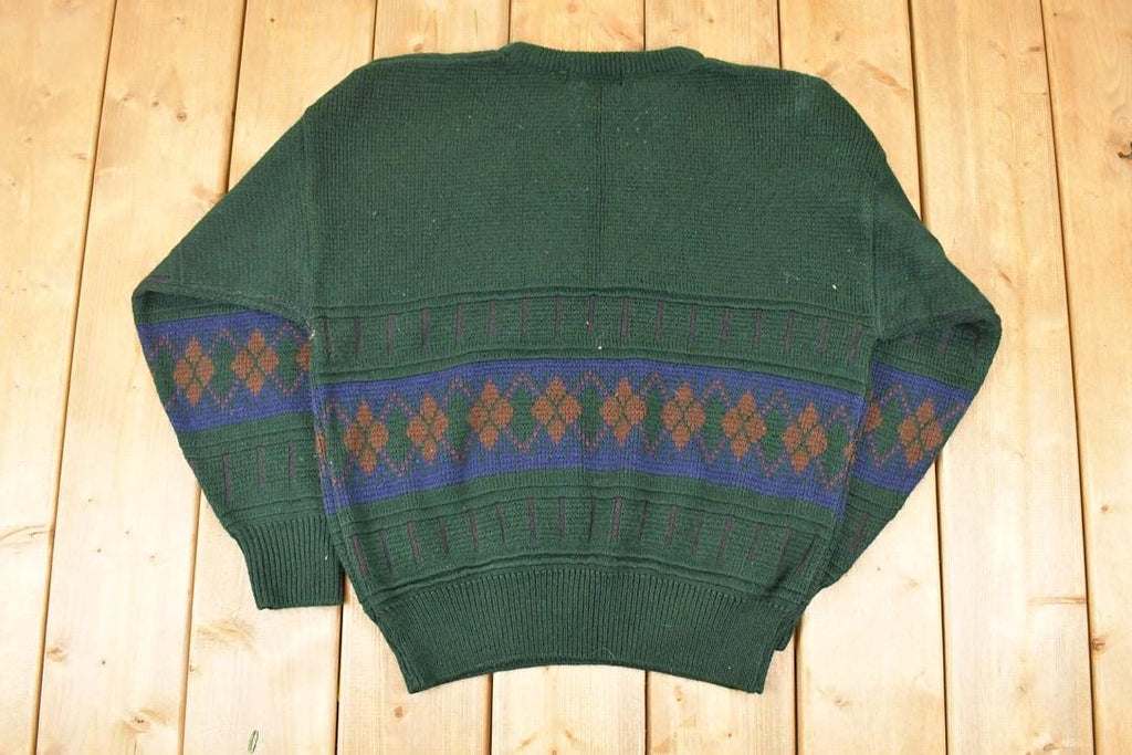 Vintage 1990s Oscar De La Renta Outdoorsman Deer Knit Crewneck Sweater Mens L