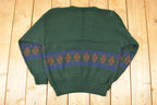 Vintage 1990s Oscar De La Renta Outdoorsman Deer Knit Crewneck Sweater Mens L