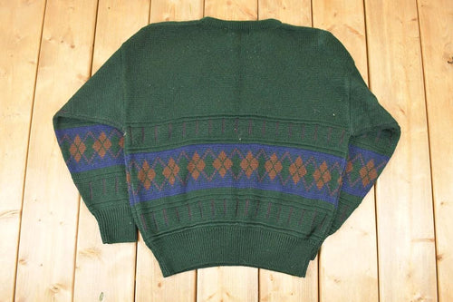 Vintage 1990s Oscar De La Renta Outdoorsman Deer Knit Crewneck Sweater Mens L