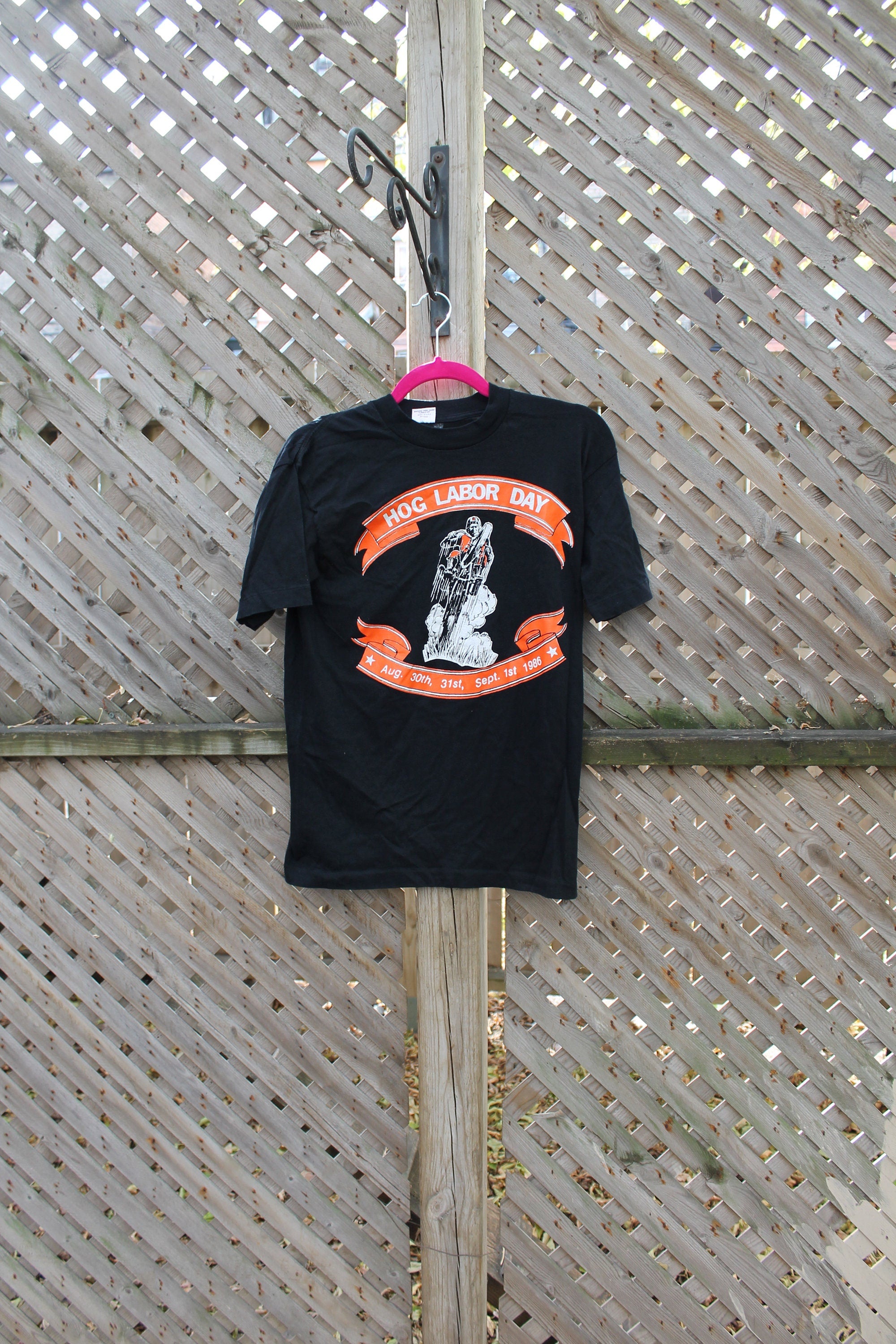 Vintage 1986 Hog Labor Day Motorcycle Graphic T Shirt