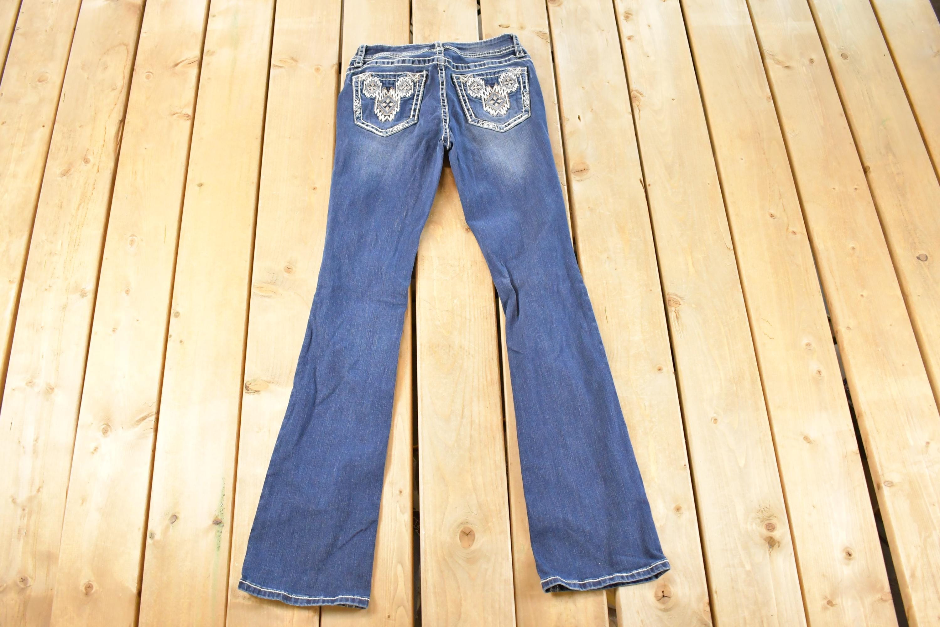 Vintage Deadstock Y2K Grace LA Bedazzled Low Rise Jeans Women's Size 27 x 32