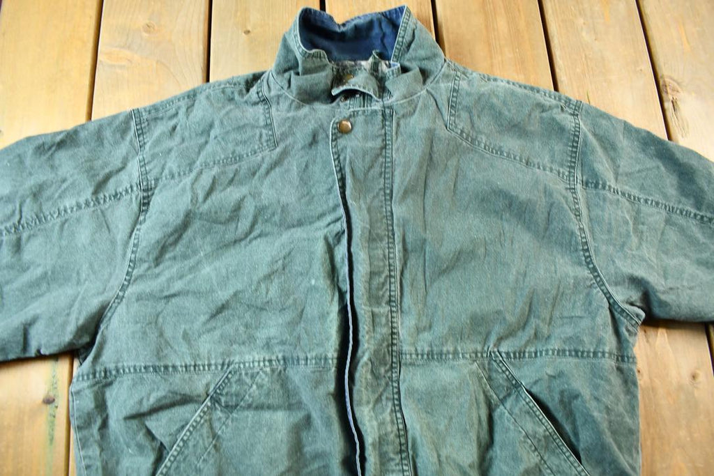 Vintage 1990s Blank Green Sun Faded Windbreaker Jacket