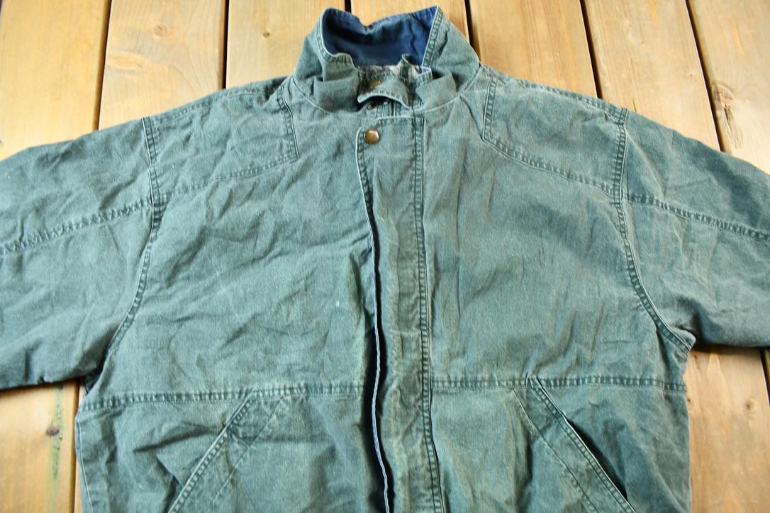 Vintage 1990s Blank Green Sun Faded Windbreaker Jacket