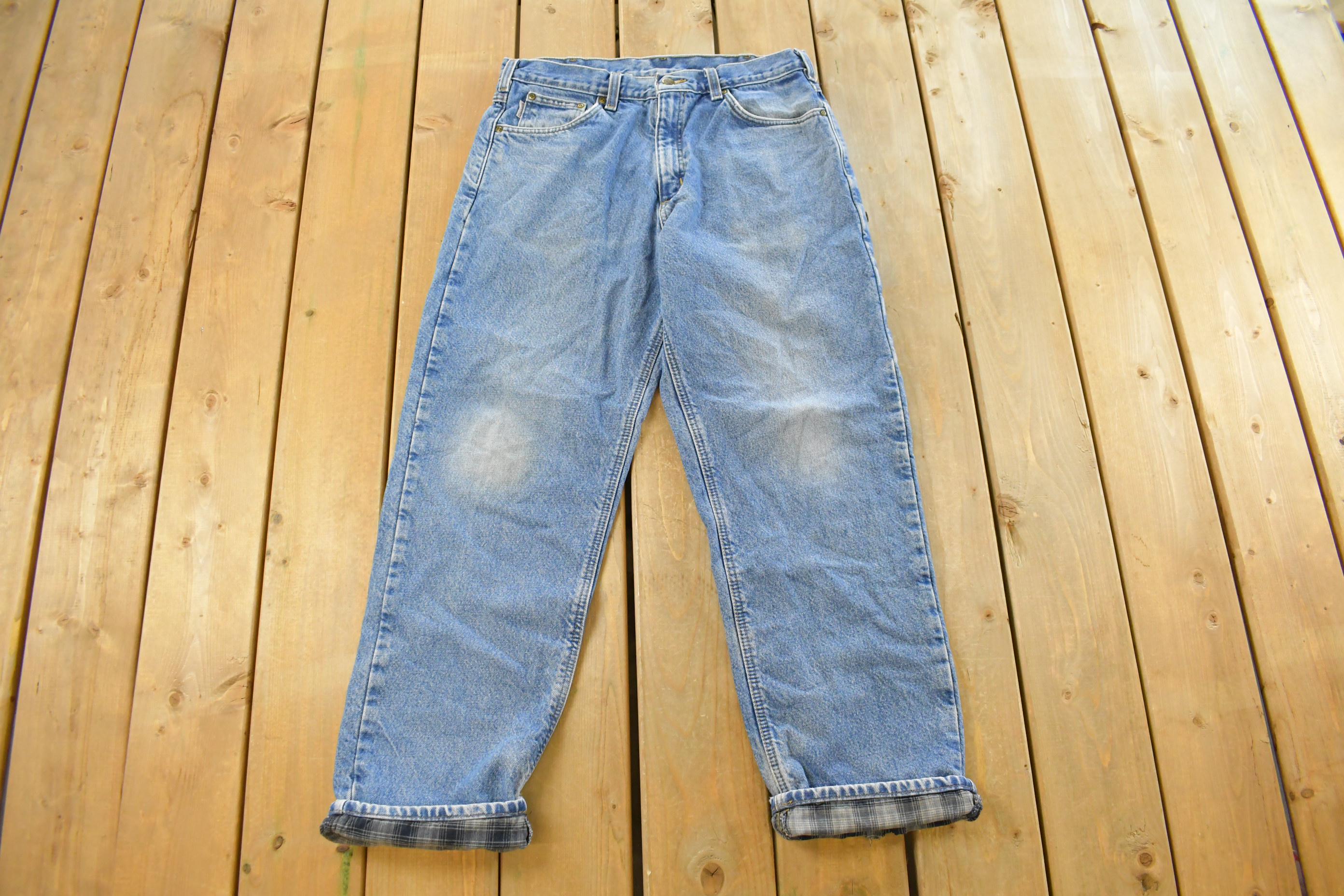 Vintage 1990s Carhartt Flannel Lined Denim Jeans Men's 34 x 31