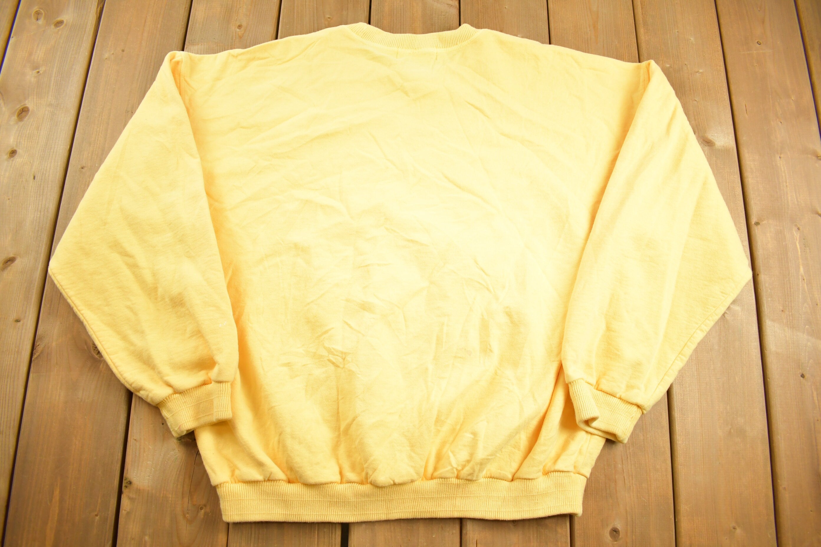 Vintage 1990s Boxy Yellow Tosani Golf Blank Crewneck Sweatshirt Size Small