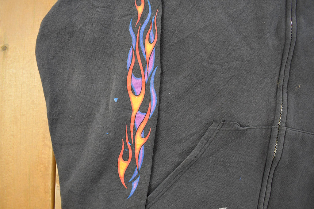 Vintage 1990s Distressed Harley Davidson Graphic Full Zip Hoodie Men's XL  90s Hoodie  Vintage Sweatshirt  Biker Motorcycle  90s Harley